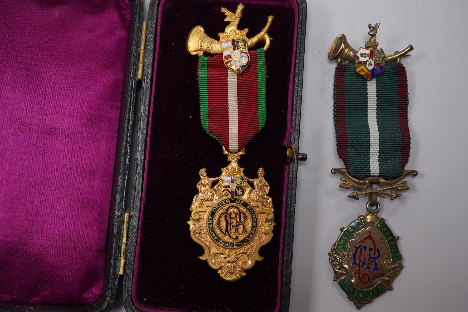 A small group of British coinage to include a 1936 Maundy set, together with two Foresters medals, one silver